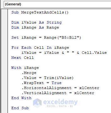 Merging cells using Areas in Excel VBA