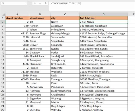 Merging Columns Using CONCATENATE Function