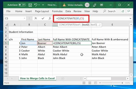 Merge Data in Excel