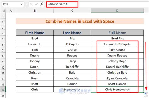 Merging first and last names in Excel