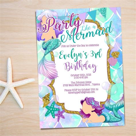 Mermaid Birthday Invitation Designs