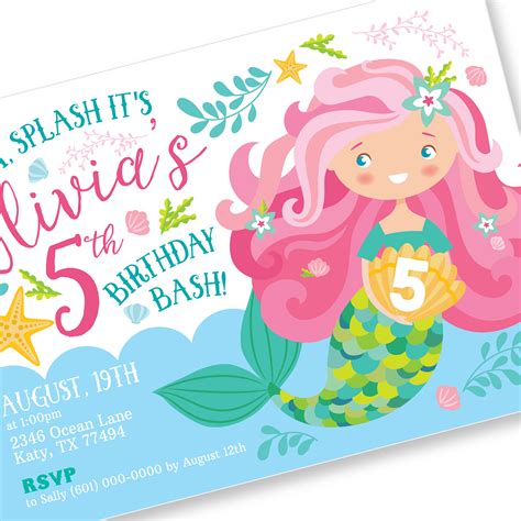 Mermaid Birthday Invitation Gallery 5