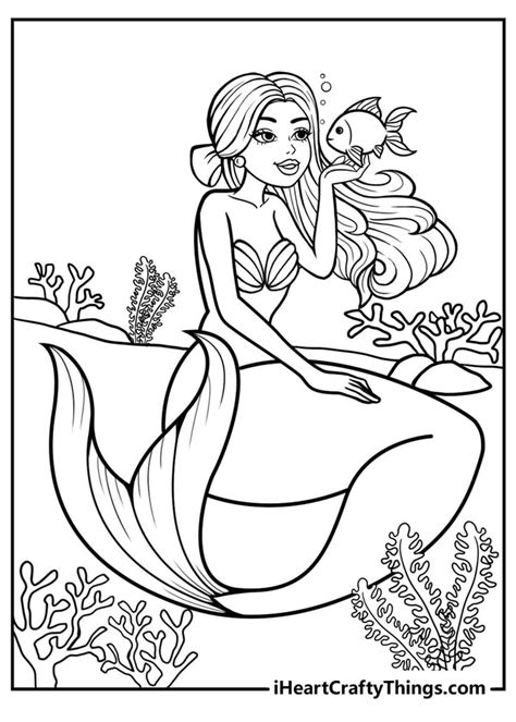 Mermaid Scene Coloring Pages For Kids