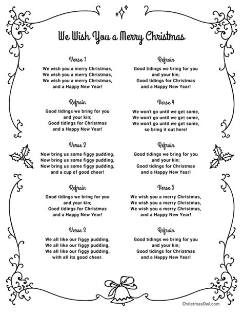 Merry Christmas Lyrics Printable Art