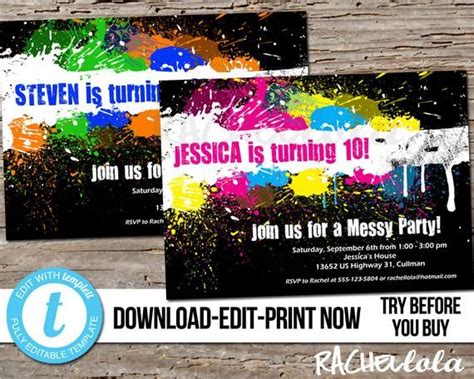 Messy Party Invite Templates