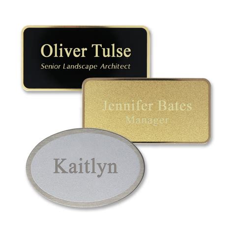 Metallic name tags design example