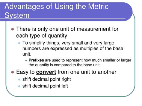 Description of Metric System Benefits