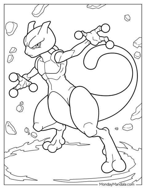 Mewtwo coloring page for adults and kids