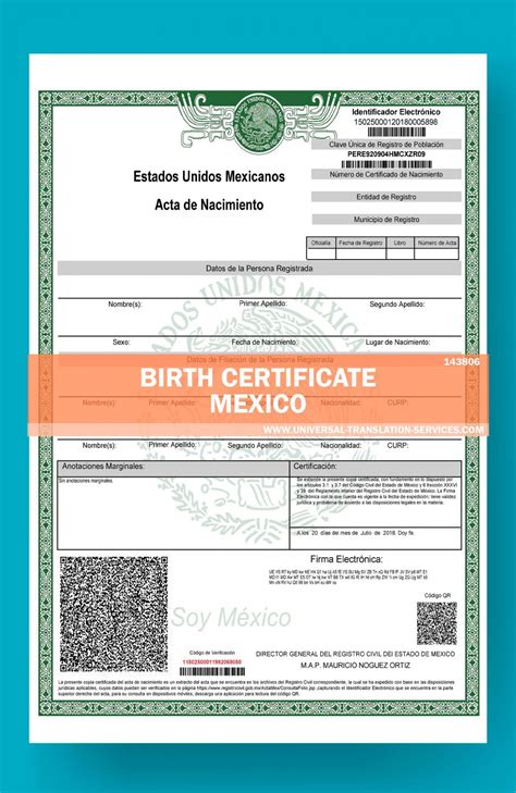 Mexican birth certificate translation time