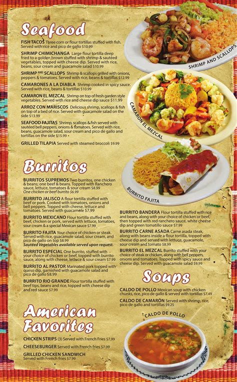 Mexican Food Menu