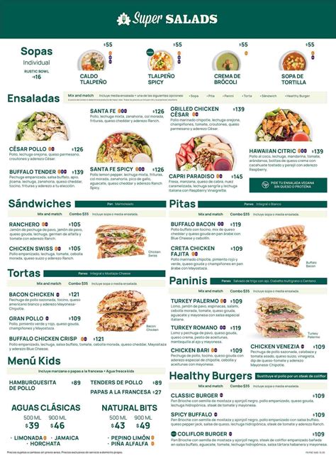 Mexican Salads Menu