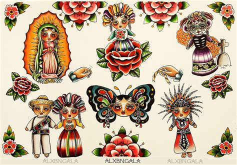 Mexican Tattoo Flash Designs