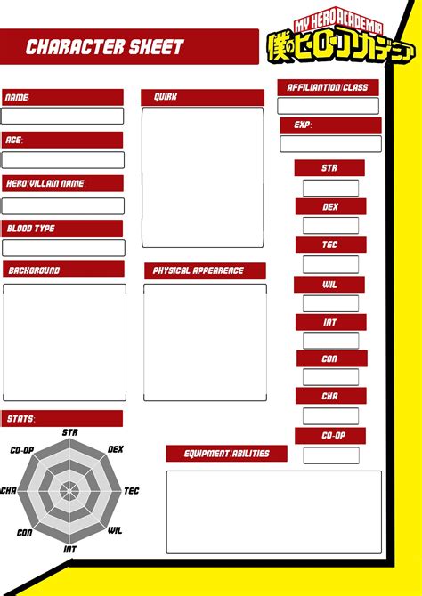 MHA Character Profile Template