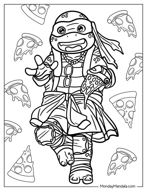 Michelangelo's Pizza Party Coloring Page