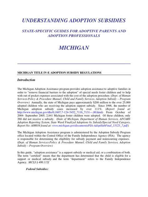 Michigan Adoption Subsidy