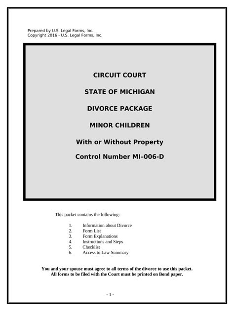 Michigan divorce forms package