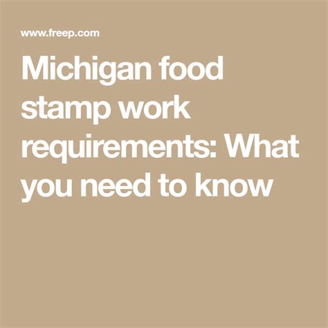 Michigan Food Stamps Work Requirements