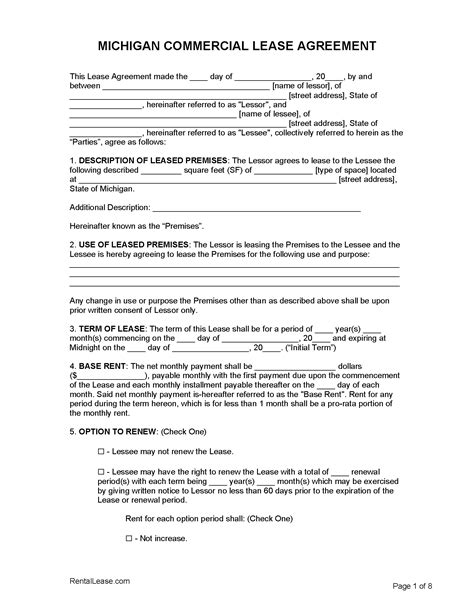 Michigan lease agreement template