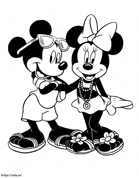 Mickey Mouse and Minnie Mouse Coloring Page