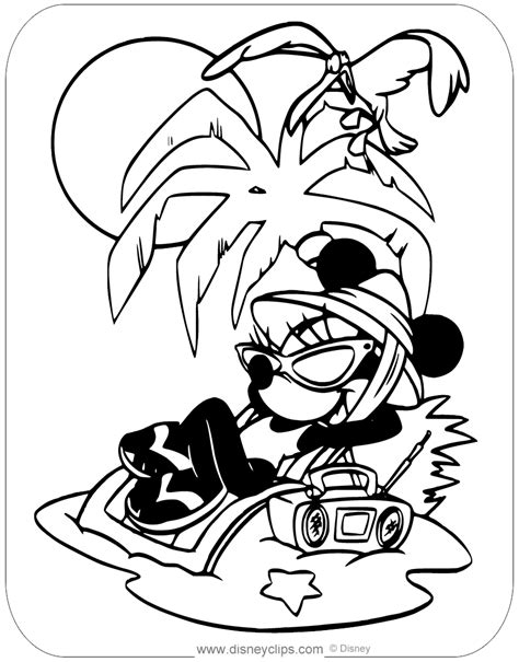 Mickey Mouse beach coloring page