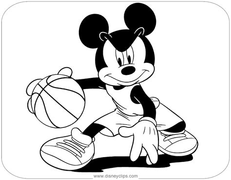 Mickey Mouse with a Basketball Coloring Page