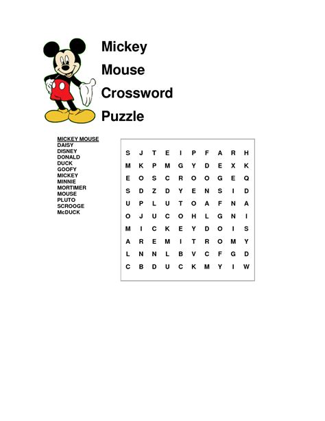 Mickey Mouse word search printable