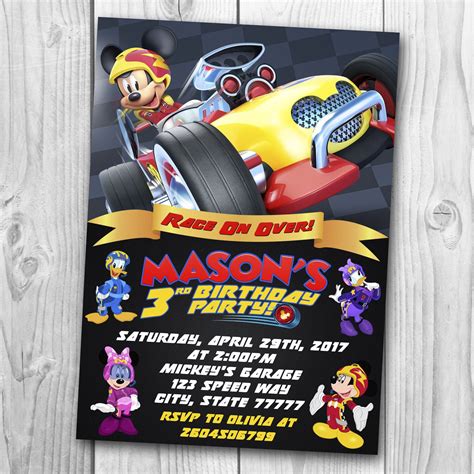 Mickey Roadster Racers Invitation Template