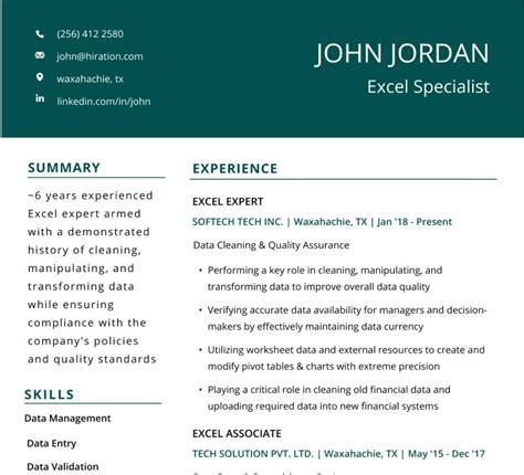 Microsoft Excel Resume Template Made Easy