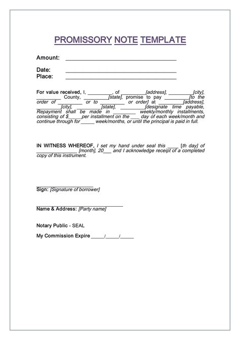 Microsoft Office Promissory Note Templates