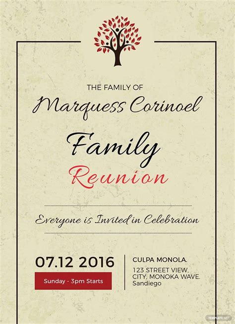 microsoft word family reunion invitation templates