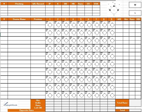 Microsoft Word softball score sheet template