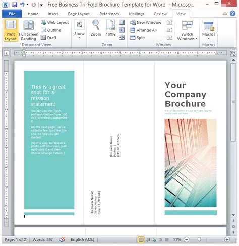 Microsoft Word tri-fold brochure template