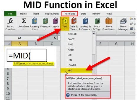 Mid function Excel formulas example