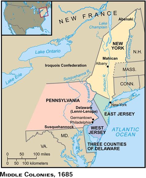 A map of the Middle colonies