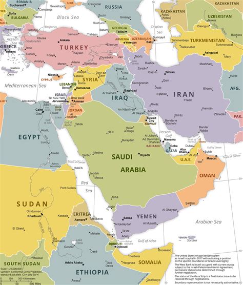 A map of the Middle East, highlighting the ongoing conflicts in Syria, Yemen, and Libya