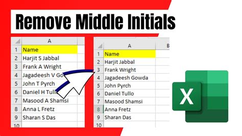 Middle Initials Removal Excel