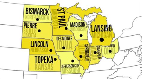 Midwest Capitals Map