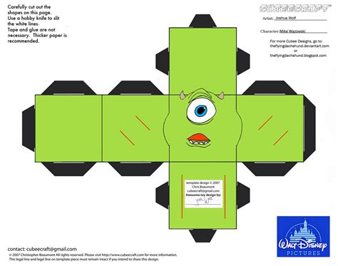 Mike Wazowski Free Printable Templates for Kids