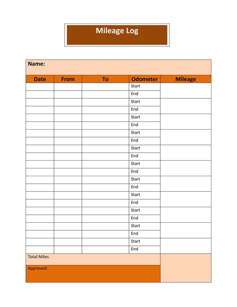 Mileage Log Template 5