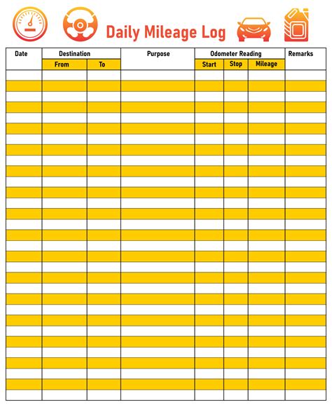 Mileage Log Template 7