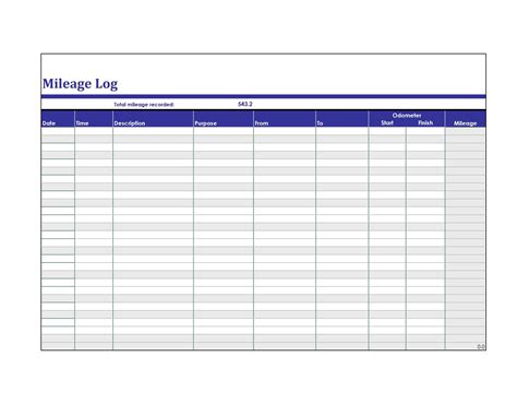 Mileage Log Template