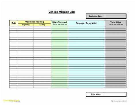 Mileage Log Template for Tax Deduction