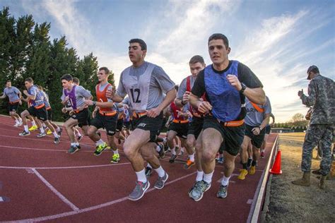 Soldiers running in formation