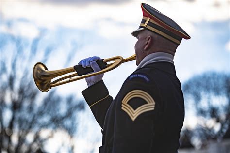 A Modern-Day Military Bugler in Uniform