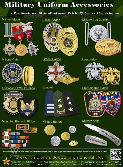 Military uniform accessories featuring different colors