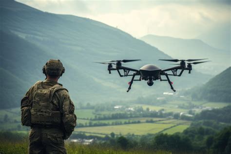 Military drone in flight