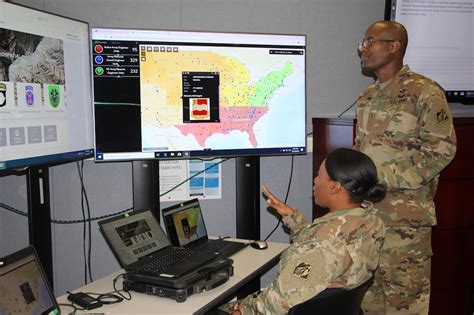 Military personnel analyzing satellite imagery