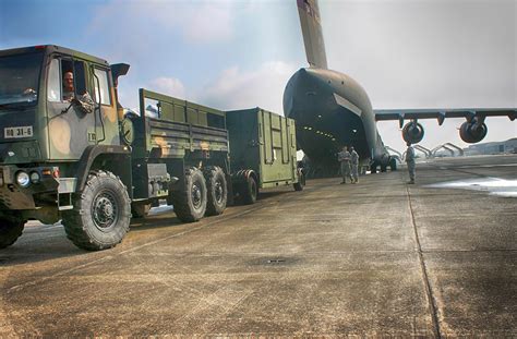 Airmen working in a logistics warehouse