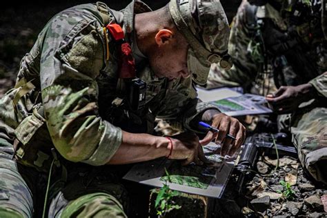 Recruits participating in military navigation training