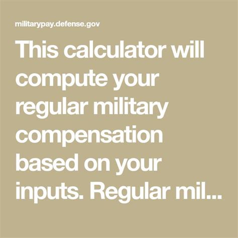 Military Pay Calculator Inputs